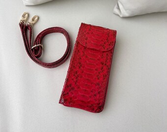 Python Leather Wallet Phone - Handmade wallet phone - Snake skin phone wallet clutch - MagicBaliPython