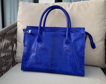 Python Leather Tote Bag - Real Snakeskin Bag - Daily Woman Bag - Gloria Soft Bag - MagicBaliPython
