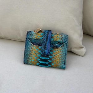 MagicBaliPython - Cartera mediana de piel auténtica de pitón - Cartera de mujer - Cartera de piel de serpiente