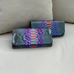 MagicBaliPython - Cartera vintage de piel de pitón - Cartera de piel auténtica de pitón - Cartera para mujer