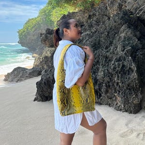Python Leather tote bag - Handmade Exotic Snakeskin Tote - - HOBO Bag small size - MagicBaliPython