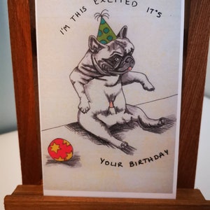Plus excité Français carte d’anniversaire bulldog