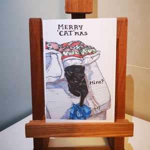 Carte de Noël de chat noir - Carte de joyeux 'Cat’mas - carte de chat de Noël
