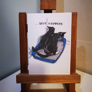 Shit Happens Karte - 2 schwarze Katzen in Wurf Tablett - lustige Karte