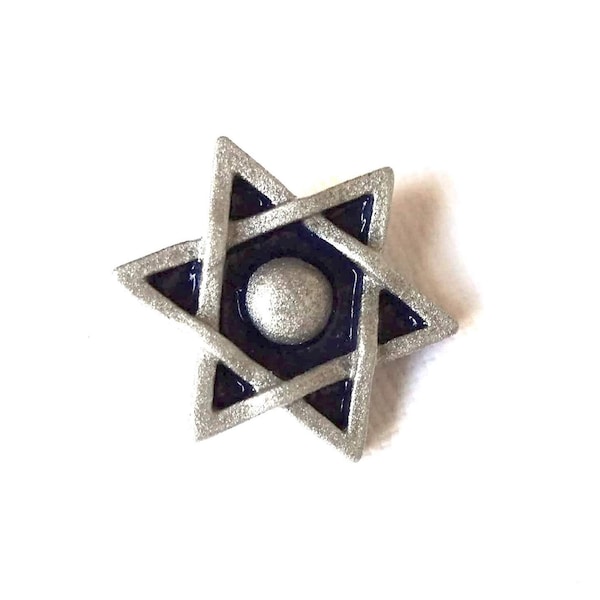 Star of David Button in Silver-Gray & Navy