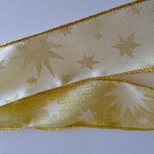 Double Sided Wired Gold Taffeta Star of David ribbon, 20 Yards, 2&quot; wide