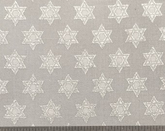 Star of David Fabric: Silver Stars on Silver, 1 yard