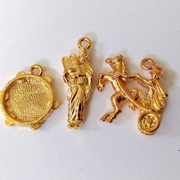 Passover Charms: Miriam's Tambourine, Moses & Egyptian Chariot