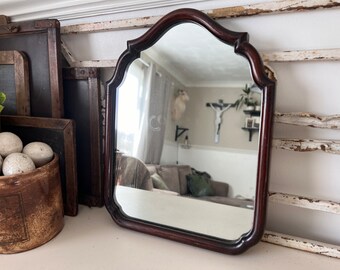 Small Victorian mahogany wooden framed mirror