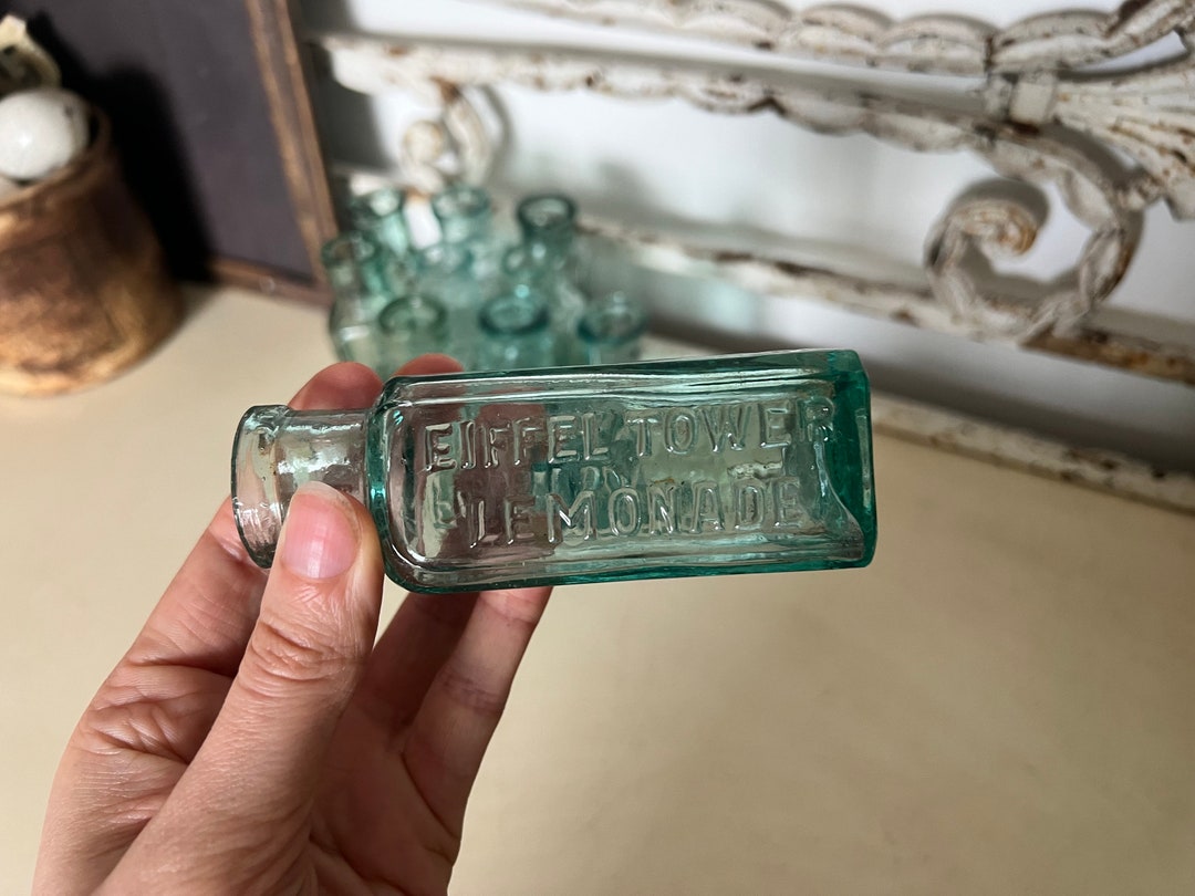 1x Antique Glass Eiffel Tower Lemonade Bottle Antique Advertising Bottle Etsy
