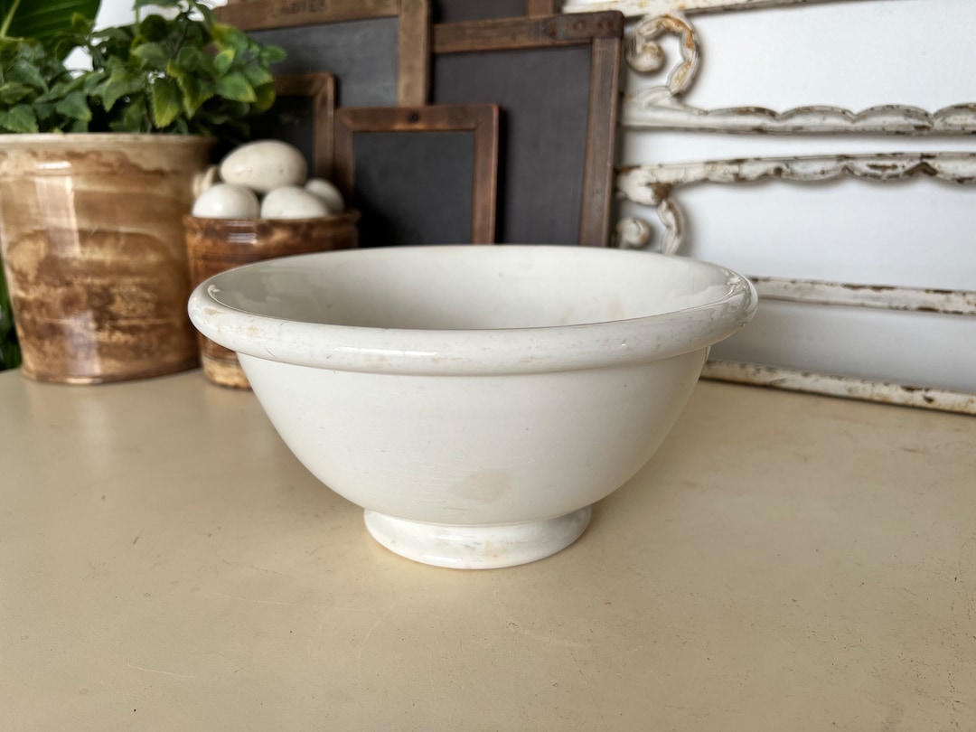 Antique Ironstone Footed Mixing Bowl Petrus Regout Maastricht Ironstone