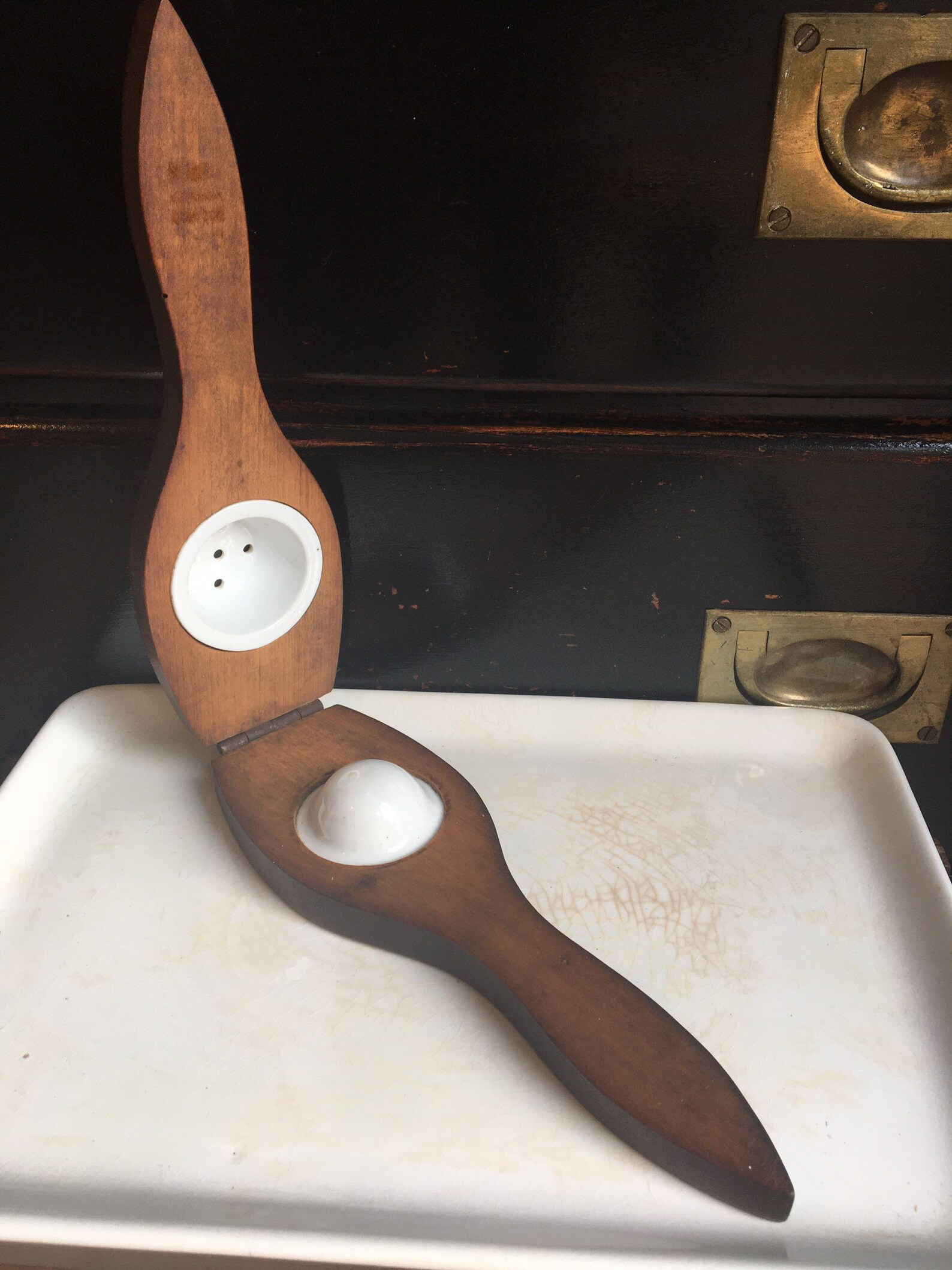 Edwardian Lemon Squeezer Wood and Ceramic Lemon Squeezer Etsy