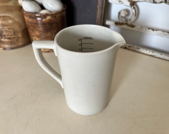 White ironstone Boots cash chemist 20 ounce measuring jug - ceramic measuring cup - white ware kitchenalia measure