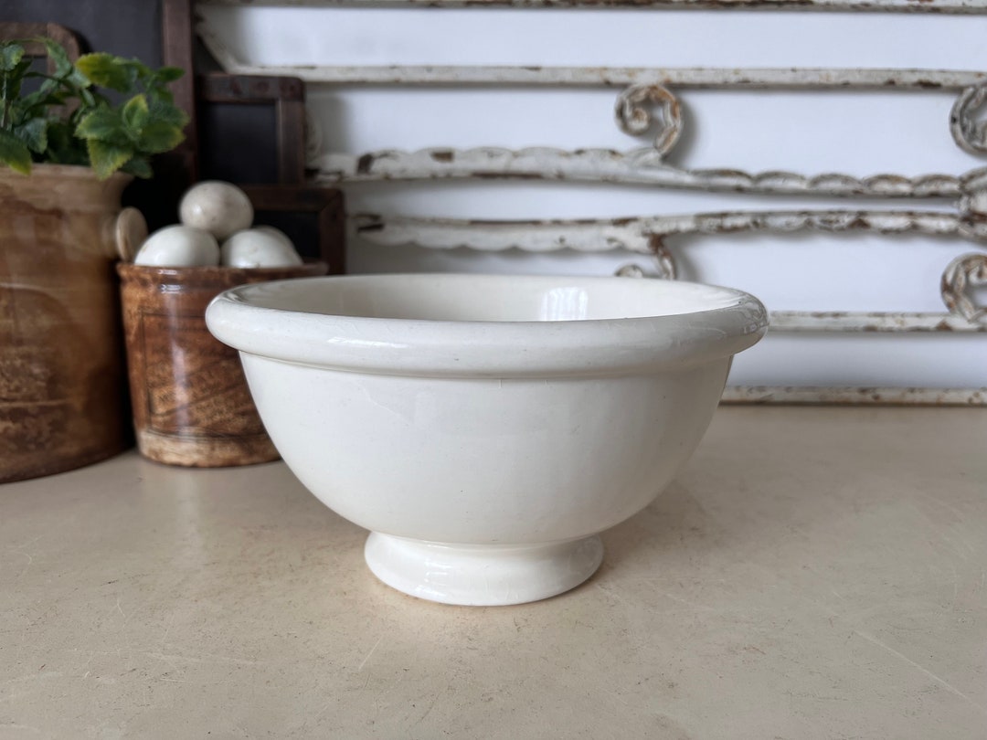 Antique Ironstone Footed Mixing Bowl Petrus Regout Maastricht 22cm