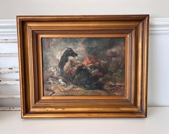 Antikes Pferde-Ölgemälde auf Leinwand - Eine Kriegszeit, nach Landseer - Antikes Gemälde auf Winsor & Newton Leinwand