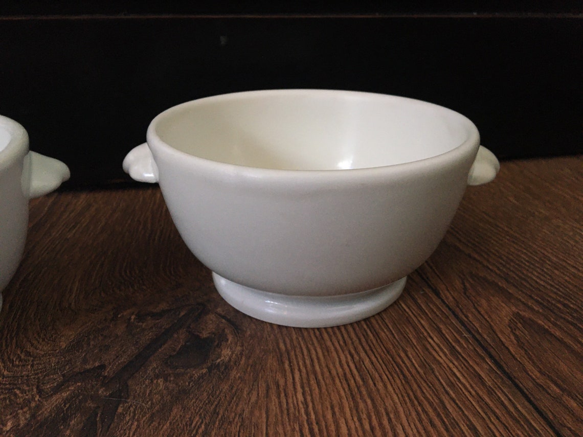 1x Vintage French porcelain bowls with handles footed bowl Etsy