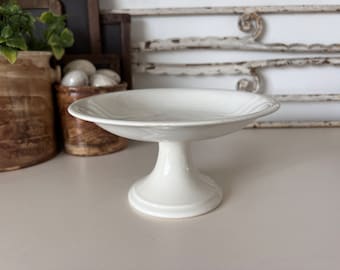 Antique white ironstone compote Societe Ceramique Maestricht - fruit bowl - ironstone compotier- cake stand - bonbon dish - footed dish