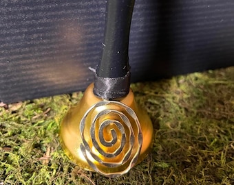 Gold Altar Bell with Spiral Charm: Elemental Magick Tool