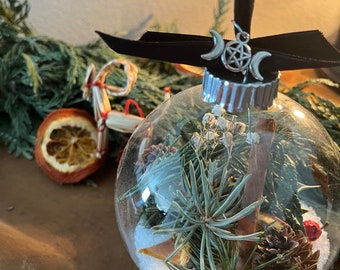 Yule Handcrafted Witch Ball: Home Blessing Ornament with Essential Oil