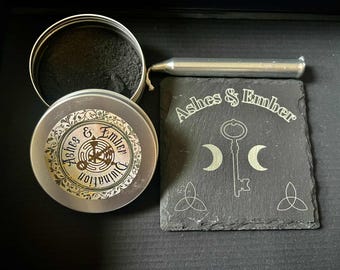 Ashes & Ember Divination Set: Slate, Ash Blend, Ritual Candle