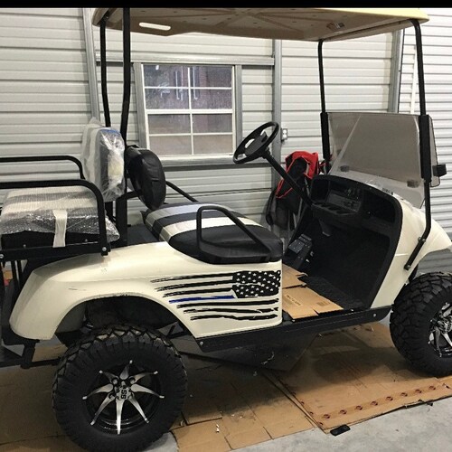Thin Blue Line American Flag Golf Cart Decals Club Car Clubcar EZGO