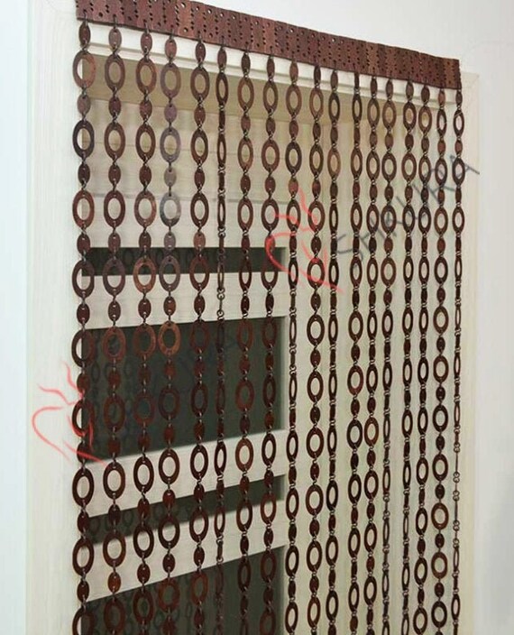 Handmade Brown Beaded Curtain For Doorways Bohemian Hippie Etsy