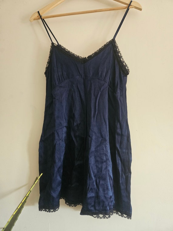 Vintage Topshop blue satin and lace jumpsuit romp… - image 1