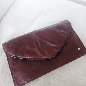 Prissy Vintage Burgundy Rot Echt Leder Umschlag Clutch Spange Tasche