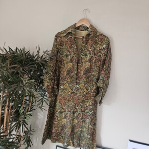 1960s Vintage paisley retro print button collar midi dress UK 10/12