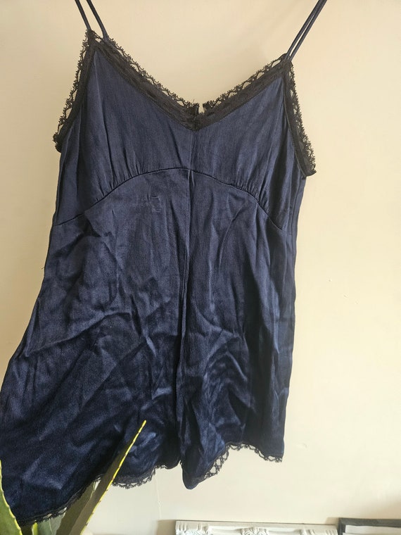 Vintage Topshop blue satin and lace jumpsuit romp… - image 4