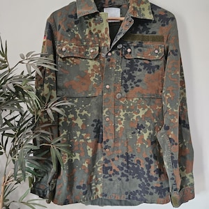 PRISSY VINTAGE khaki green orange speckle army camo camouflage shirt jacket UK 10