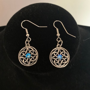Celtic Knot with Blue Swarovski Crystal Earring