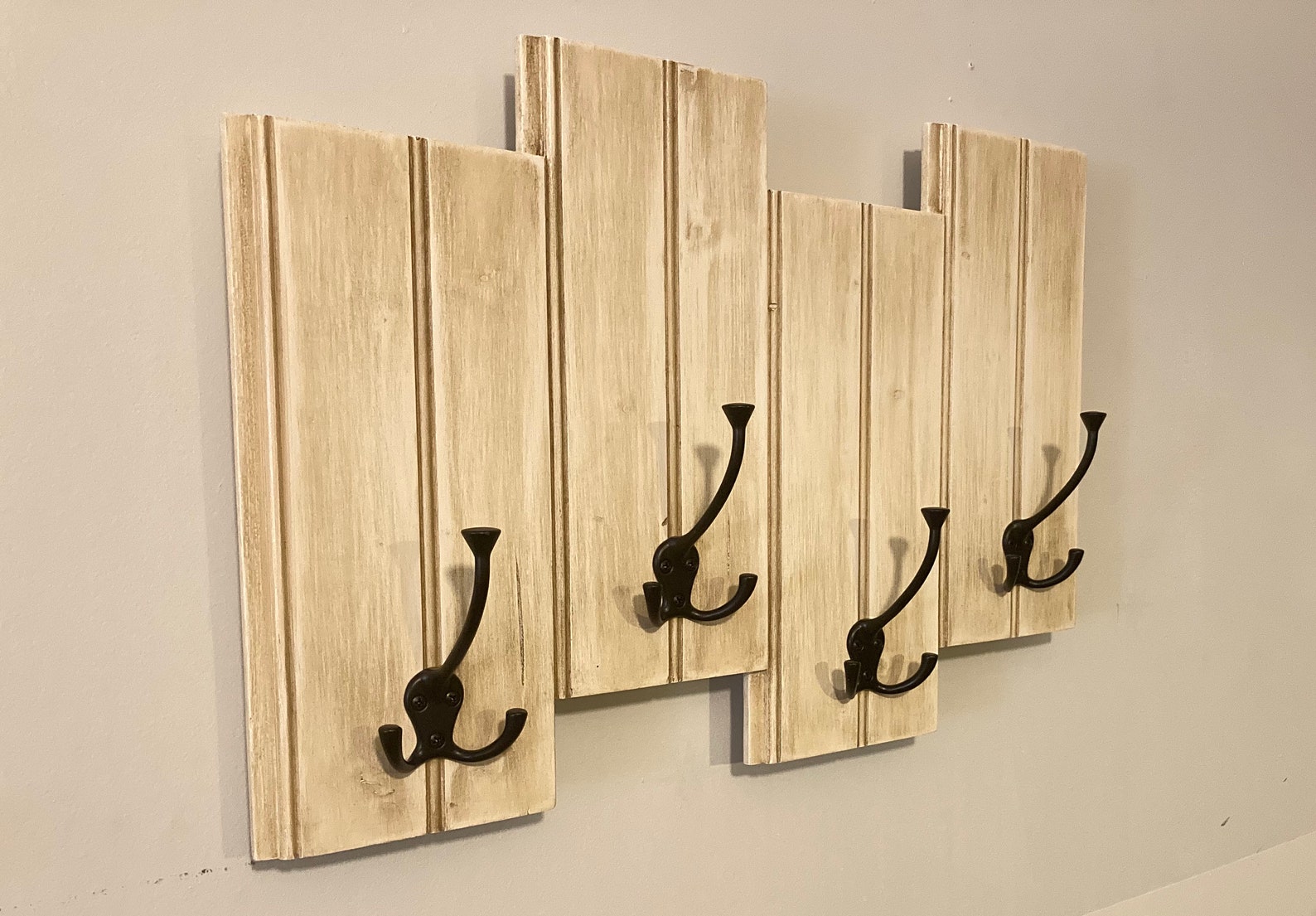 Coat and Towel Hanger in Country Style Whitewashed Beadboard Etsy