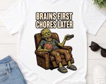 Zombie Shirt, Funny Horror Humor Graphic Tee, Undead Couch Potato T-Shirt