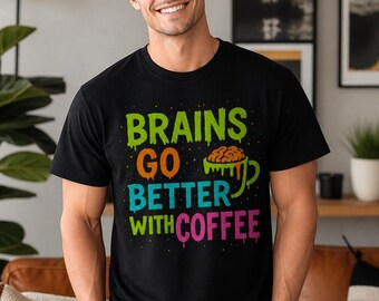 Zombie Coffee Shirt, Funny Brains Barista Halloween Tee