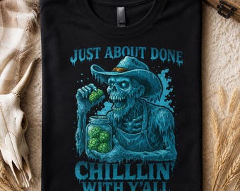 Skeleton Cowboy Shirt, Spooky Western Zombie Graphic Tee, Country Gothic T-Shirt