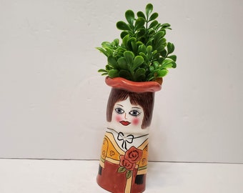 Lady Vase, Ganz Susan Paley Nancy Vase, Ceramic 5" Bud Vase, Face Planter Pot, Susan Paley design, Face Vase