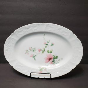 Rare Vintage Limoges China Serving Platter, Porcelain Lafarge, Amandine Pattern, Made in France, Limoges Serving Dish, Pink Floral