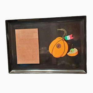 Vintage Mid-Century Couroc Cheese Board / Tray, Black & Wood, Italian Provolone, Couroc Tray, Mid Century Modern, MCM, Cutting Board