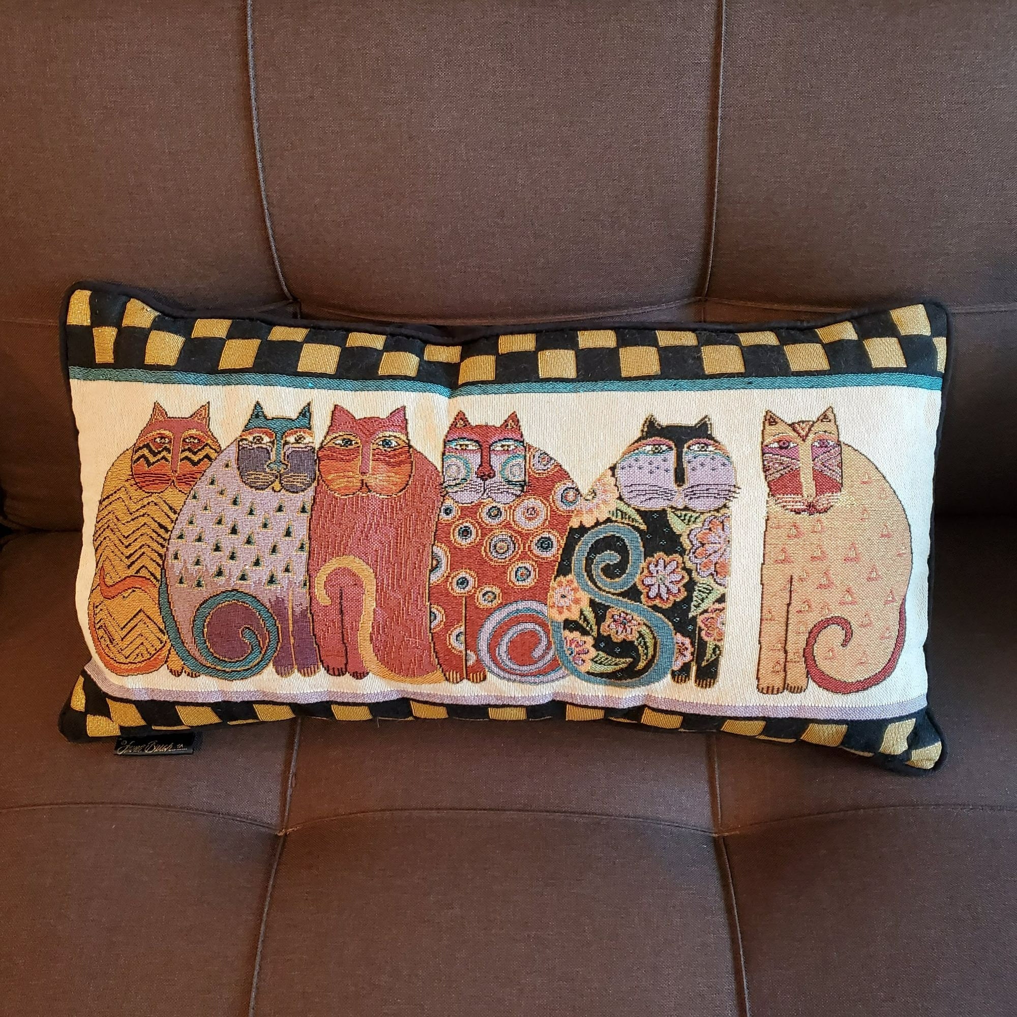 Vintage 80s Laurel Burch Cat Tapestry Pillow Colorful Cats 23x12 Velvet Backed Accent Pillow Gift for Cat Lover Laurel Burch Pillow Etsy Sweden