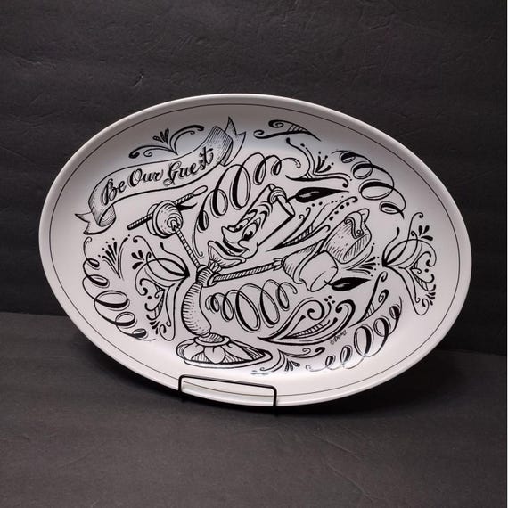 Disney Parks LUMIERE Be Our Guest Chalkboard Serving Plate, 15