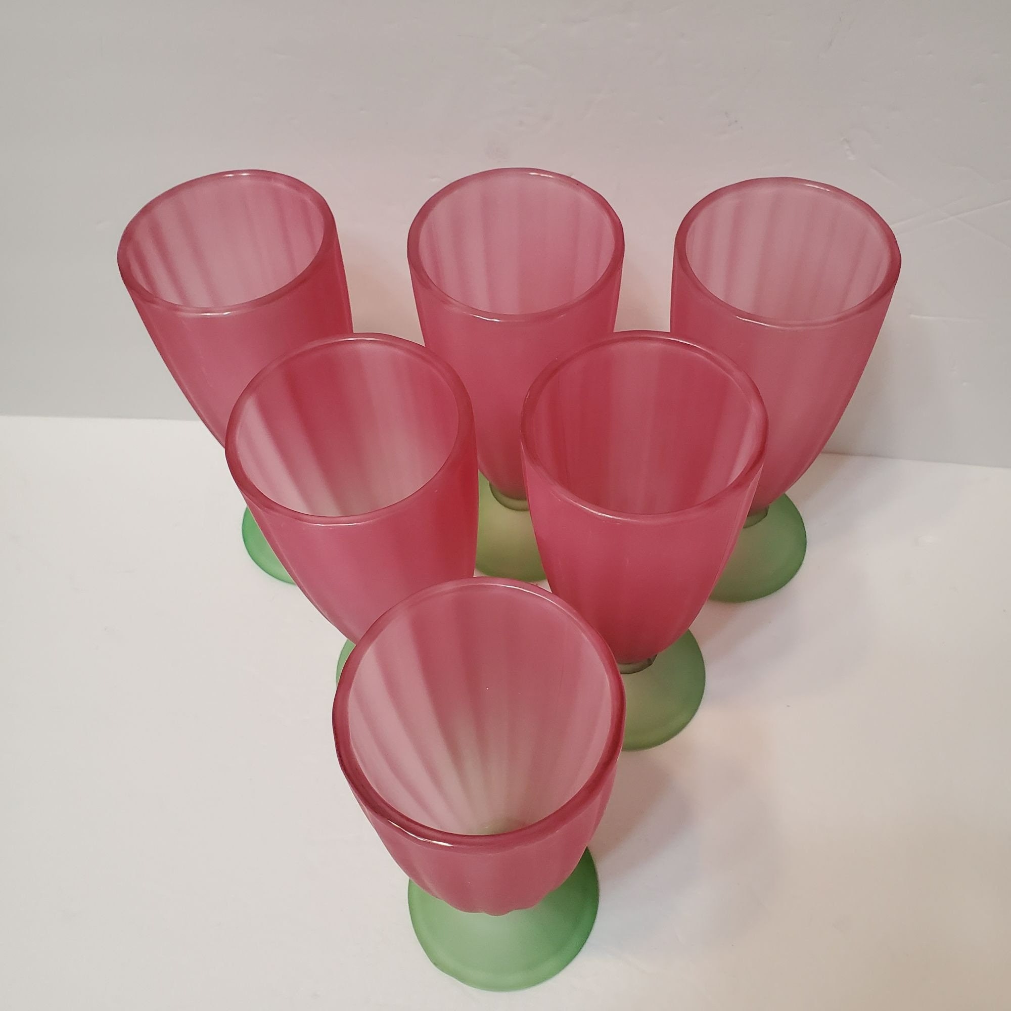 ヴィンテージ Libbey Ka-Dinks パフェグラス 2個セット ピンクグリーン