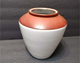 Dutch Holland Jaap Ravelli Pottery Vase, White Brown, Ceramic Vase, Mid Century Modern, Modernist, Art Pottery, Ravelli Vase, Jaap Ravelli
