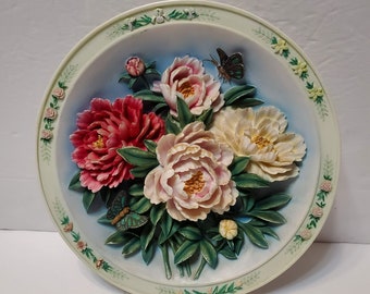 Bradford Exchange Plate, Lena Liu, The Peony Garden, 3D Floral Butterfly, 2nd Issue, Beautiful Gardens