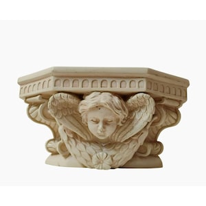 Vintage Cherub Wall Shelf, Antique Style Resin Angel Plaque, Victorian Decor, Cream Accent, Trinket Shelf