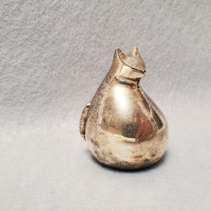 Dansk International Japan Silver Plate Cat Paperweight, Vintage Japan Animal Figurine, 2&quot;, Gunner Cyren, Dansk Silver Cat, Silver Animal