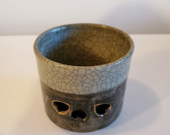 Somayaki Tea Cup, Vintage Somaware, Made in Japan, Planter, Candle Holder, Japan Porcelain, Somayaki, Soma Ware, Japanese Tea Cup