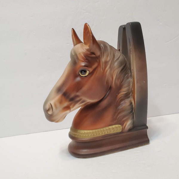 Vintage 1950s Ceramic Horse Head Bookend, Made in Japan, Equestrian Book End