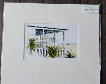Lazy Days Watercolor Print By Mary Ellen Golden, Beach Hammock, Matted Art 11x13