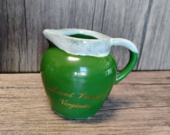 Vintage Paden City Artware PCA Small Pitcher, Mount Vernon Virginia, Green Lava Pottery Made In USA Souvenir Creamer